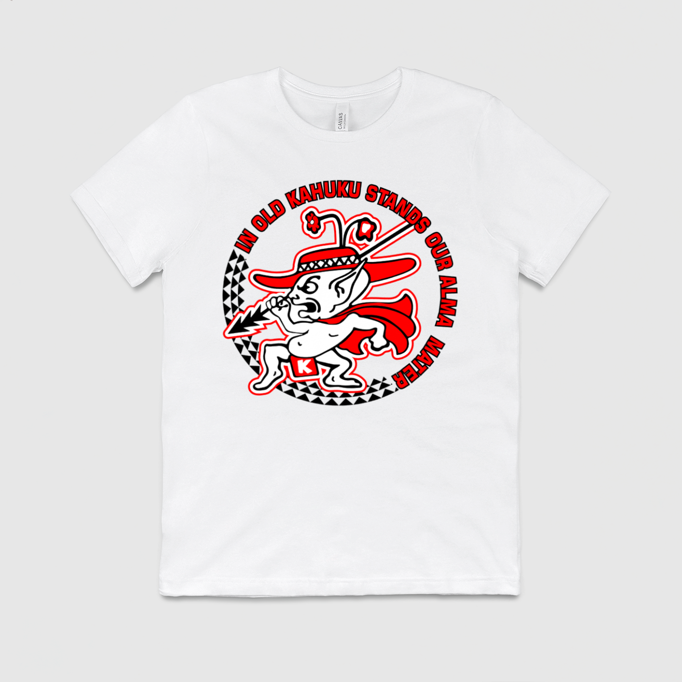 "In Old Kahuku" + OG Red Raider White Mens Crew Tee
