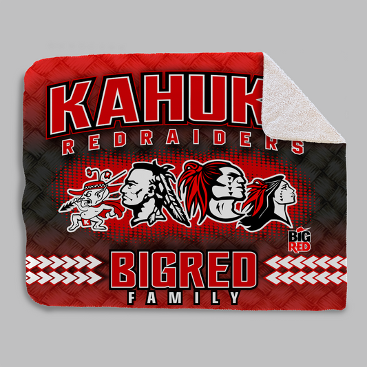 Kahuku Red Raider Family Natural Sherpa Blanket