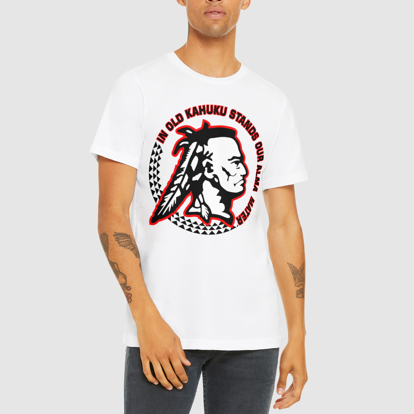 "In Old Kahuku" + Original Red Raider White Crew Tee