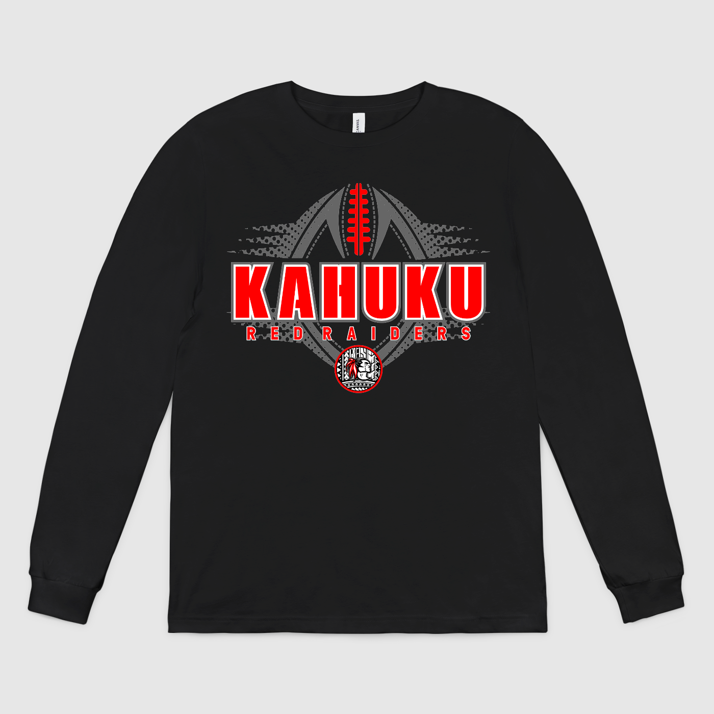 "Kahuku Red Raider" Long Sleeve Crew Tee