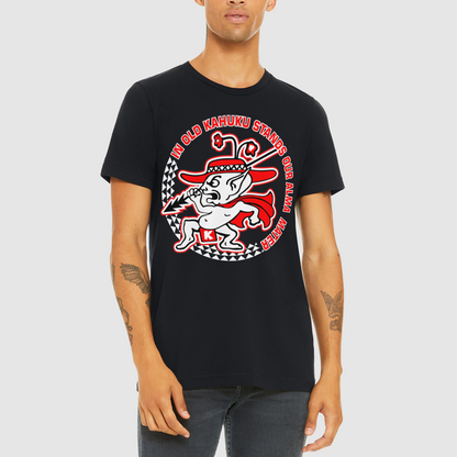 "In Old Kahuku" + OG Red Raider Black Mens Crew Tee